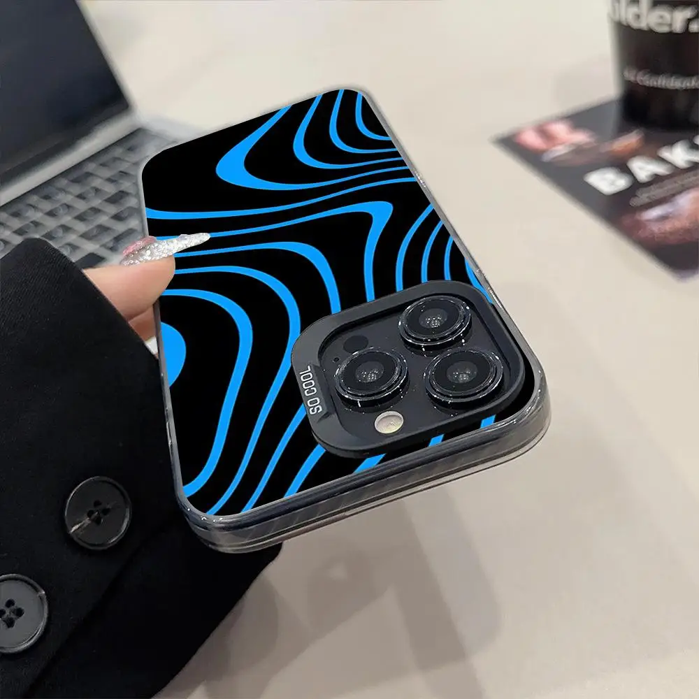 PewDiePie موجات جراب هاتف ماتي الملونة الفضة آيفون 17 15 14 16 13 12 11 برو ماكس زائد XS X غطاء صلب مقاوم للصدمات