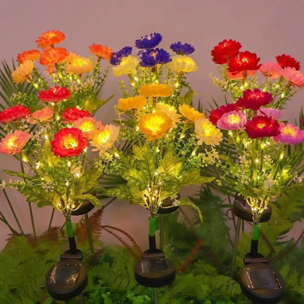 7 Heads Outdoor Yard Lights Colorful Simulation Flower LED Simulation Flower Lights Solar Powered Waterproof Solar LED Lights