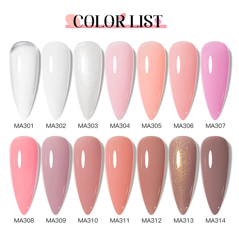 MEET ACROSS 7ml Nude Rubber Base Gel Soak Off Semi Permanent French Style Nail Art Gel Varnish for Nails Manicure DIY Design