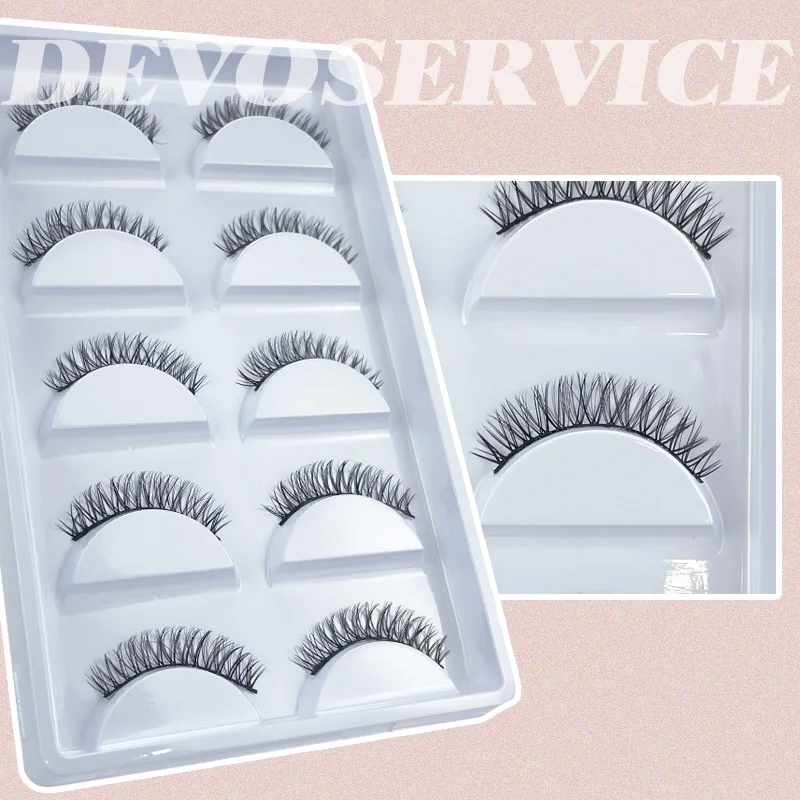 DEVOService-3D Mink cílios postiços, fofo, grosso, russo Strip, cílios curtos, extensões de cílios, maquiagem, DD Curl Lashes, 5 pares