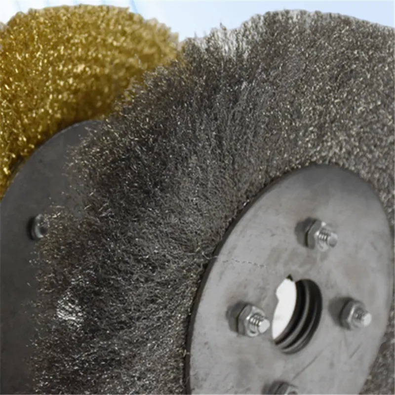 Szczotka druciana do szlifierki stołowej, do gratowania, czyszczenia, usuwania rdzy, polerowania, adapter, szczotka druciana okrągła 100/125/150mm, szczotka druciana stalowa 0.15mm