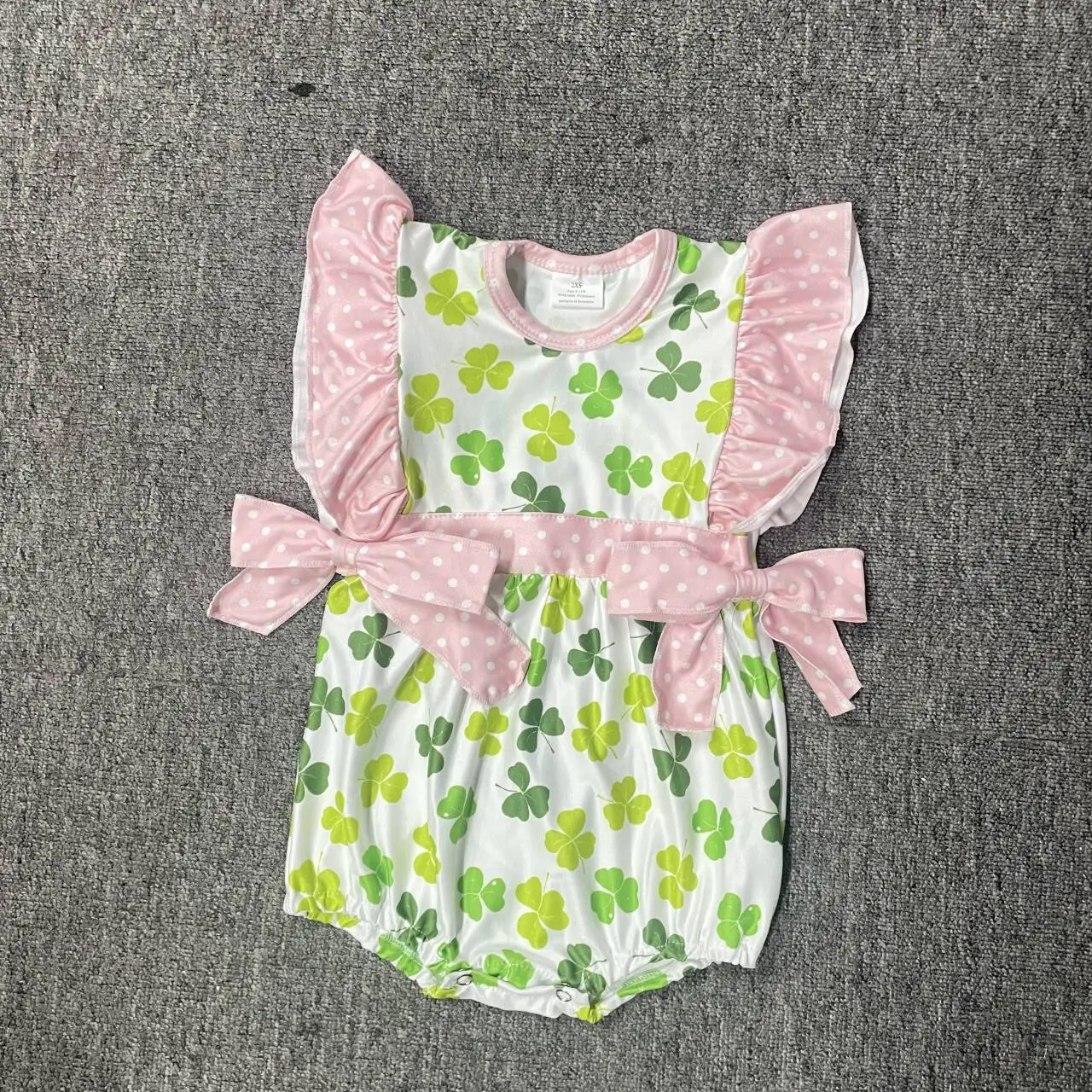 Hot Sale St Patrick’s Day Girls' Green Printed Pink Short Sleeve Boutique Dress and Jumpsuit