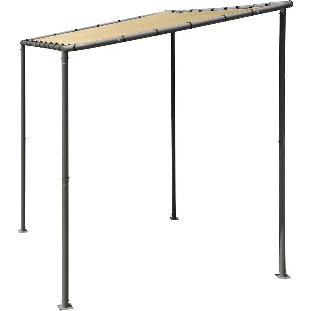 

Nordic Minimalist 10 'x 6' Pavilion canopy waterproof and sunblock Tan cover carbon steel frame and marzipan