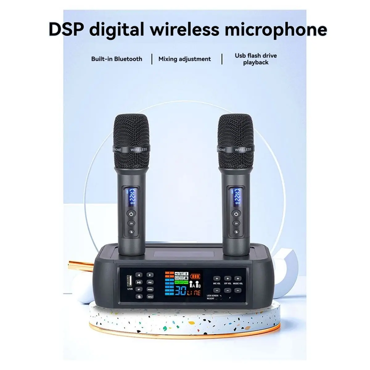 ميكروفون D801Electric Portable DSP AntiWhistling Reverb بلوتوث لاسلكي للغناء المنزلي ميكروفون KTV (الولايات المتحدة) #4