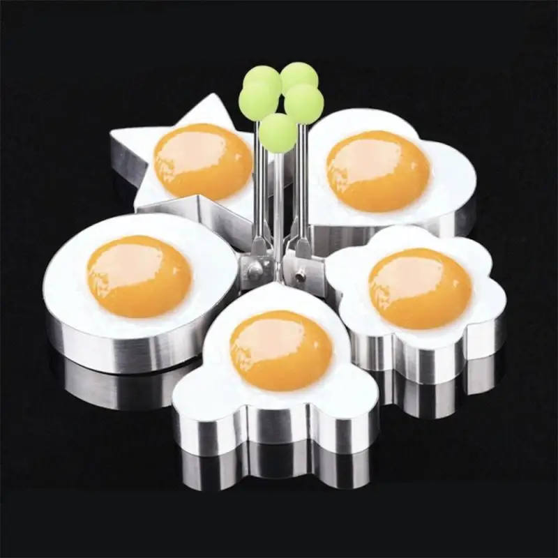 ove-shaped Fried Egg Mold 5 PCS Thickened Stainless Steel Omelet Model Poached Egg Mold Creative Fried Egg Mold Egg Tools