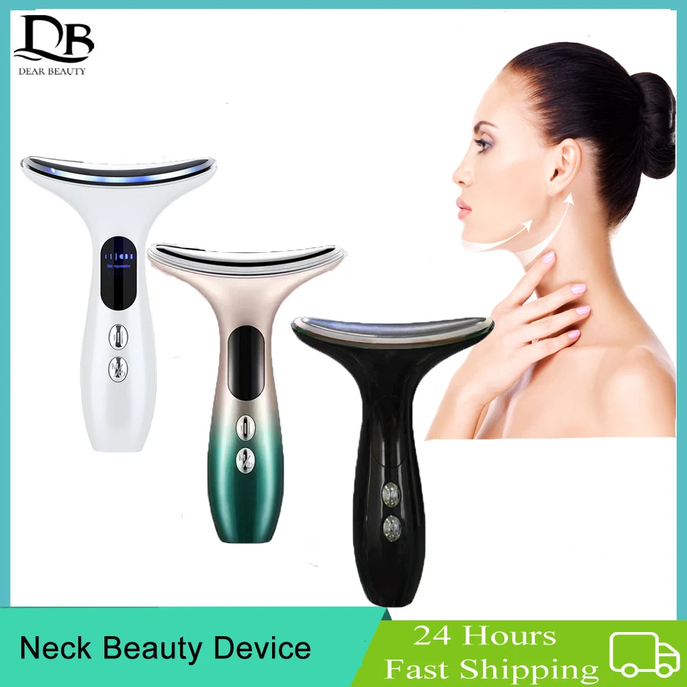 Dispositivo de belleza EMS para cara y cuello, masajeador de microcorriente, rejuvenecimiento de fotones LED, máquina de estiramiento de la piel,