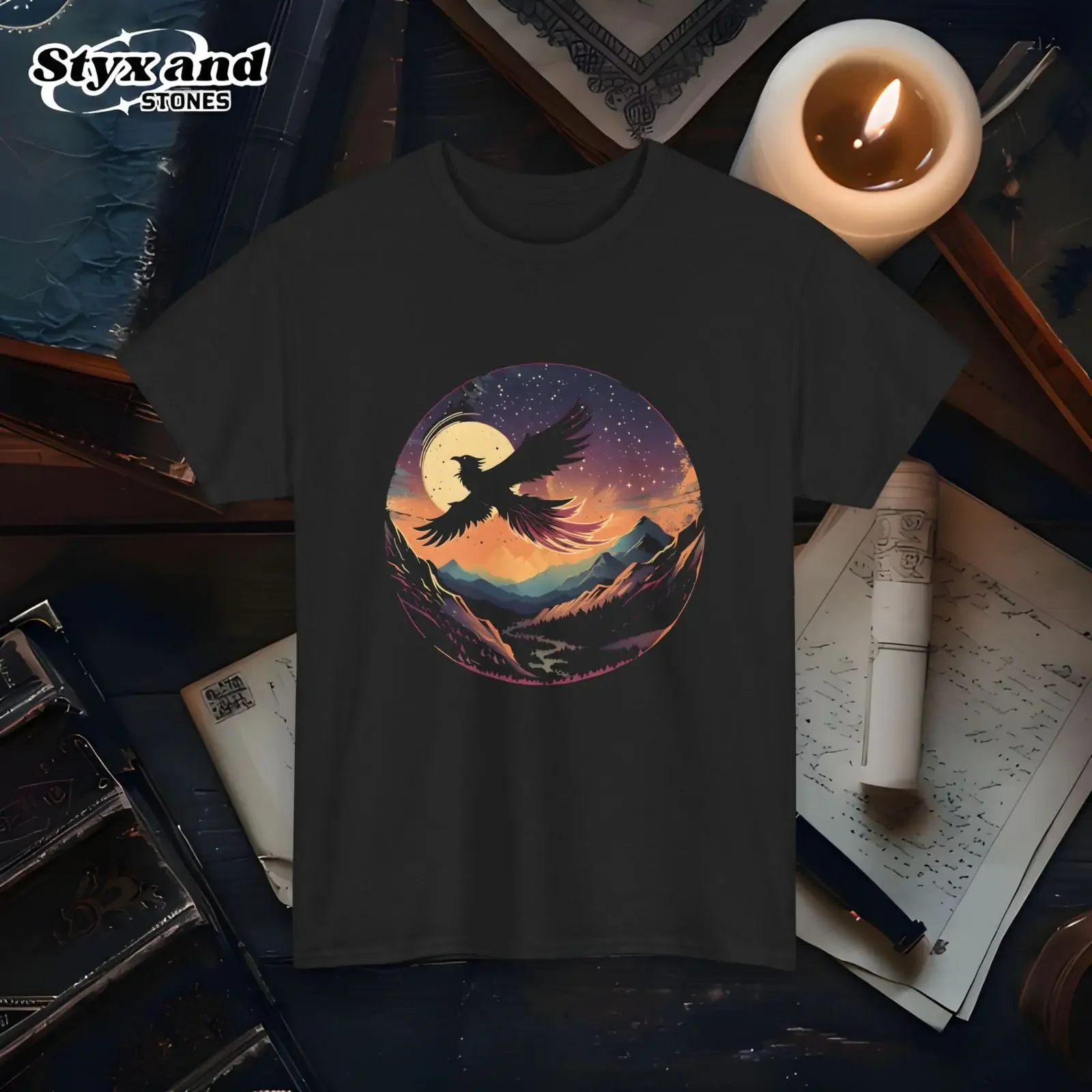 Vintage Phoenix T Shirt Mythical Fire Bird Fantasy Art Apparel Unique for Mythology Lovers vintage Washed Unisex graphic