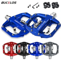 BUCKLOS-pedales de bicicleta de montaña, doble función, plataforma de Pedal, Clip, pedales planos aptos para SPD MTB, pieza de bicicleta de paleta