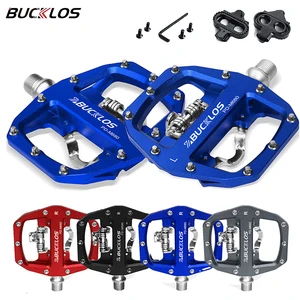 MTB pedal bucklos for dual bicycle mountain bike pedal platform clip plans fit spd mtb bike paddle part 7 Main Sales Double Pedal - №5