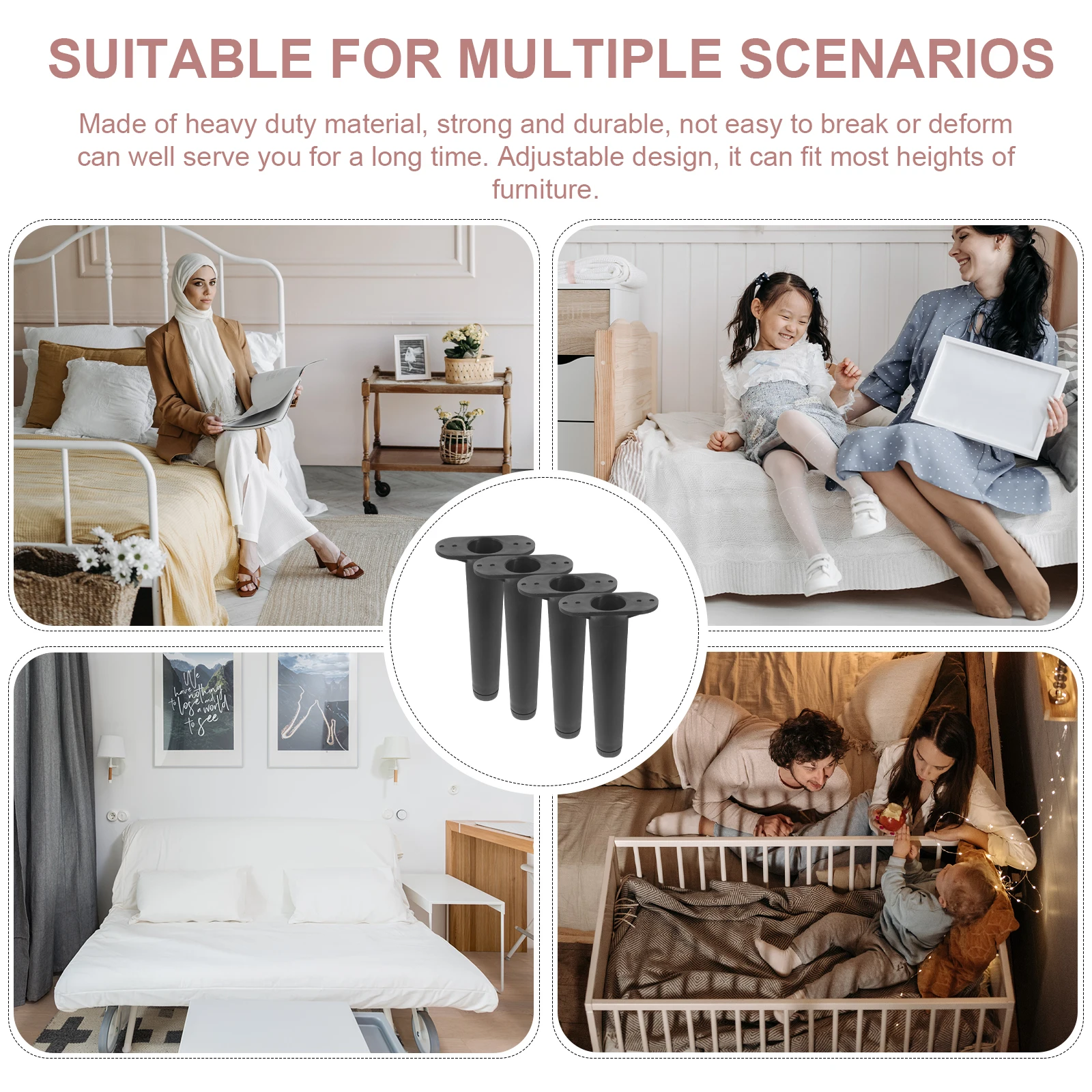 

4Pcs Bed Board Support Brackets Adjustable Center Support Legs Durable Bed Frame Replacement Parts Strong Load Bearing Easy