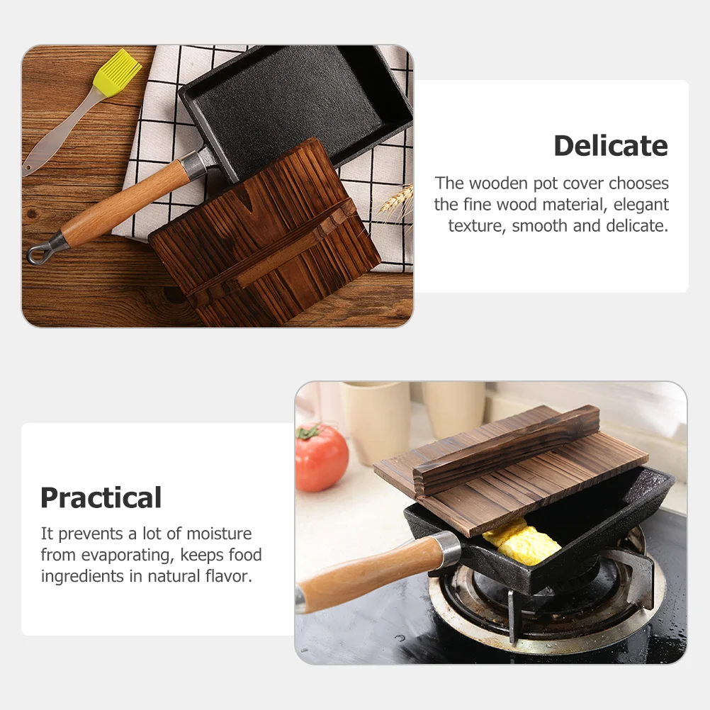 Tamagoyaki Pot Cover Lids Wok Cooking Strainer Titanium Frying Pan Large Grill Tools Flat Bottom Wooden