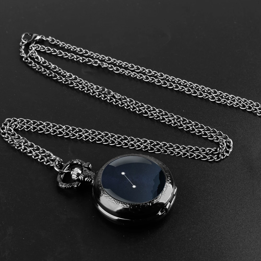 Canis Constellation Romantic Gifts Vintage Arabic Numerals Quartz Pocket Watch Necklace Pendant Clock Chain Men Women Gift