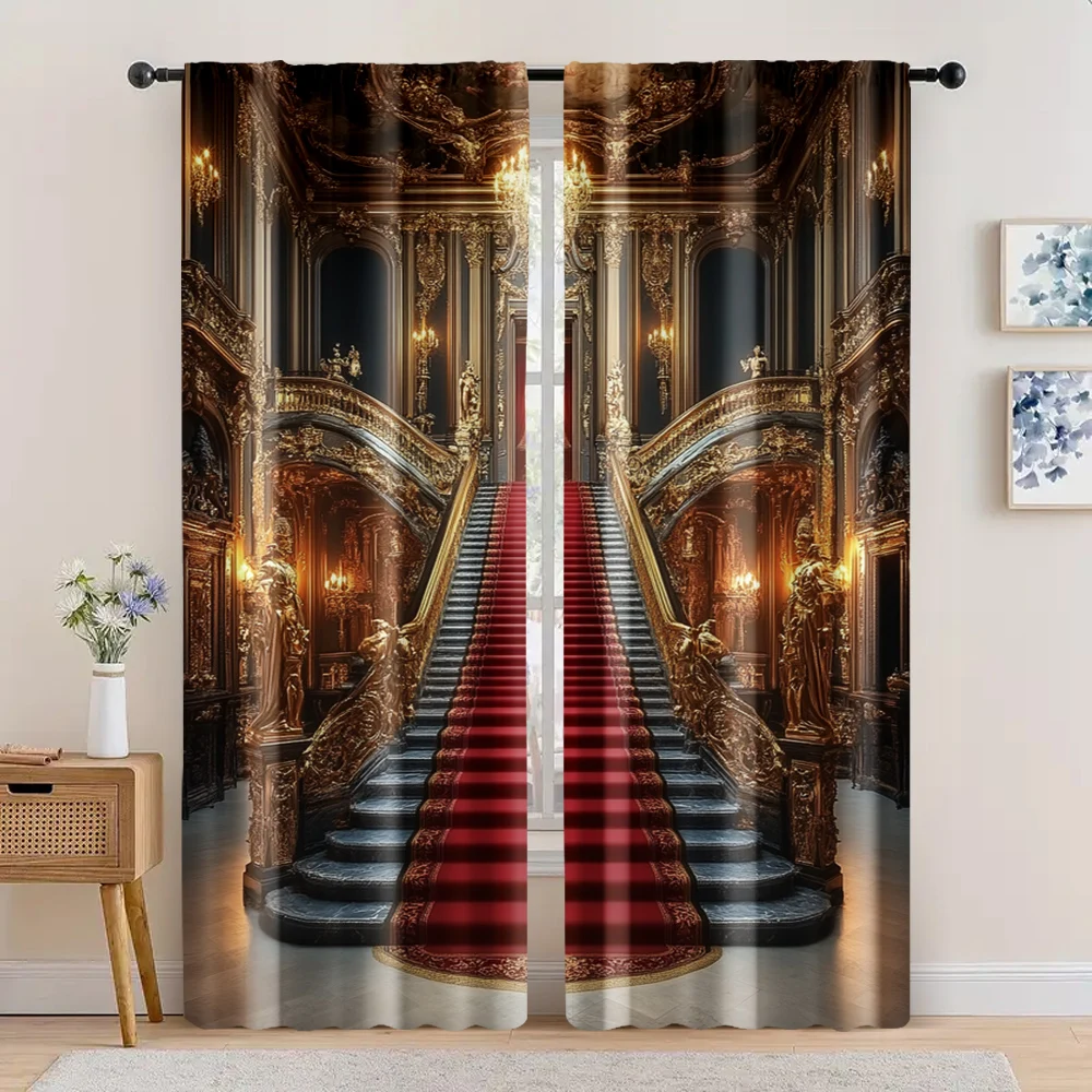 

2pc, Party Curtains Grand Hall Palace Durable Polyester,Without Electricity Family Party for Home Daily Decor