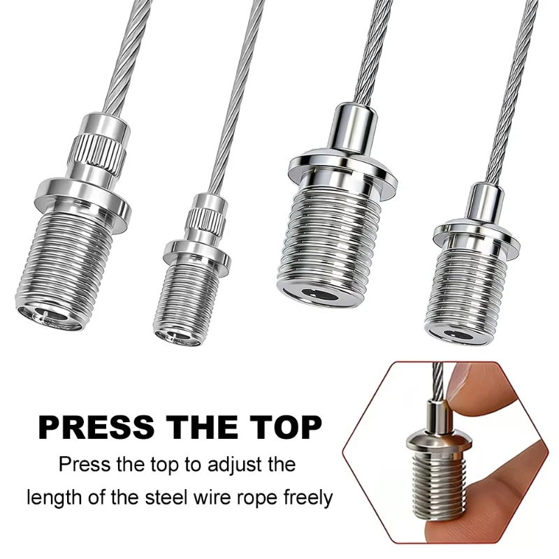 1pcs Steel Wire Rope Lock Clamp with Copper Pull Head, Adjustable Cable Grip Hanger for Lamp Ceiling Mount