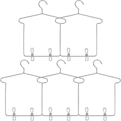 5 Sets Hanger Miniature Storage Hangers Stands for 18 Inch Pants with Clips Shirts Accessories Clothes Rack House