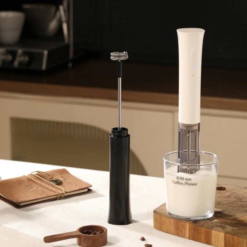 JUSTINLAU Handheld Electric Milk Frother 3-Speed Type-C Rechargeable Coffee Foam Maker 304 Stainless Steel Whisk Egg Beater Tool