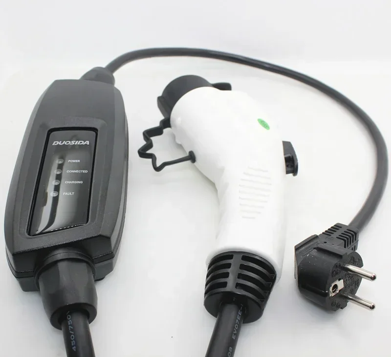 Duosida Ip54 16a Ev Charger Sae J1772 Charger with European Schuko Plug 5M Cable CE Certification