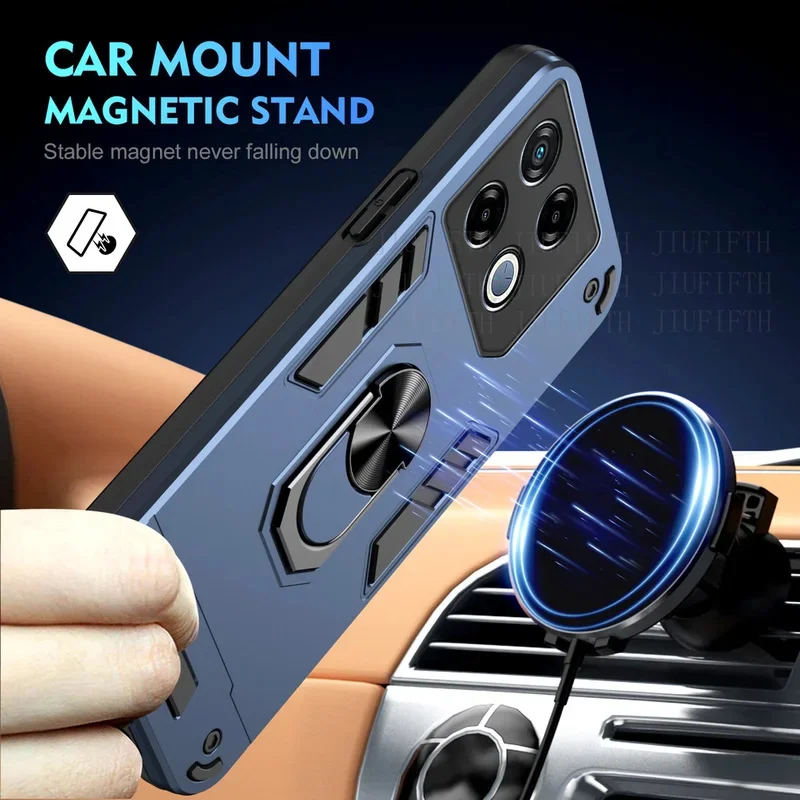 

Multiple Layers Metal Car Holder Stand Case For Infinix GT 20 Pro Zero 30 40 VIP 5G Hot 50 i Smart 9 8 7 X6882 Protection Cover