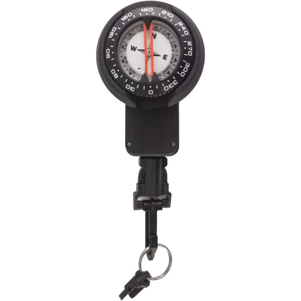 Compass Attach To Diver with Split Ring or Snap Hook Built-in Quick-release Buckle Scuba Retractable SuperTilt Compass