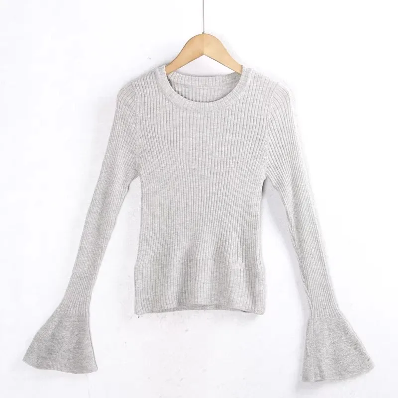 

Faionable Long Sve вязаный свитер круглый, чистый цвет, приталенный крой, осень-зима, трикотаж Faion 67, колокольчик