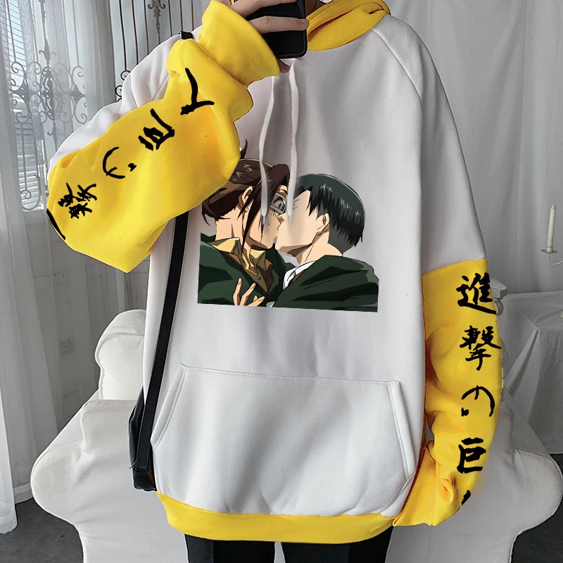 Attack On Titan Anime Hooded Print Men Women Hoodies Classic Sweatshirt Harajuku Pullover Levi Ackerman And Hanji Zoe Kiss Funny