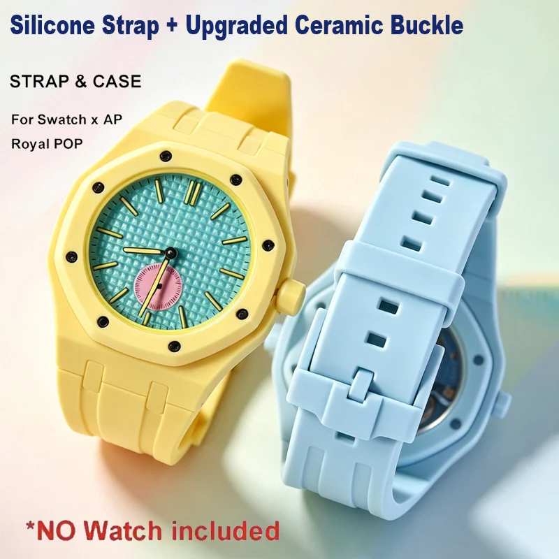 AP Royal Swatch Co‑branded Integrated Watch Case Bioceramic Buckle Silicone Wrist Strap Replacement Accessory