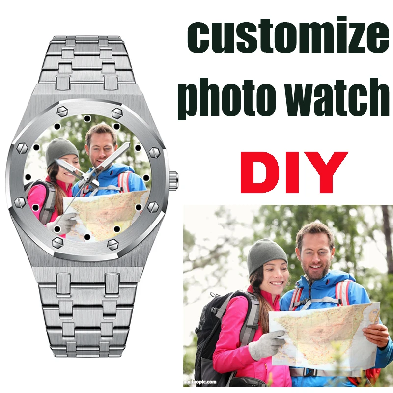 الرجال مخصص صور الميكانيكية ووتش طباعة صورة صورة شعار على الطلب ساعة اليد الإبداعية DIY التلقائية ووتش الساعات الشخصية #1