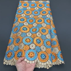 African Nigerian Embroidery Tulle Lace Fabric, High Quality, Cotton Wedding Party, Dress, Damask Sequins, 5Yard, PS0063, 2025