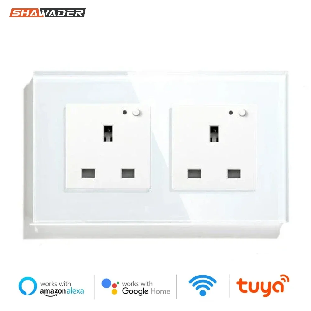 

Shawader WiFi Smart Wall Sockets UK Electric Plug Outlets App Remote Voice Control Timer by Tuya Smartlife Alexa Google Home