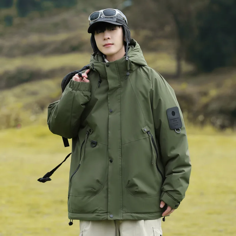 

Autumn Winter Windproof Functional Cotton Jacket Men Outdoor Sports Waterproof Warm Hooded Climbing Coat Hiking Camping Jackets