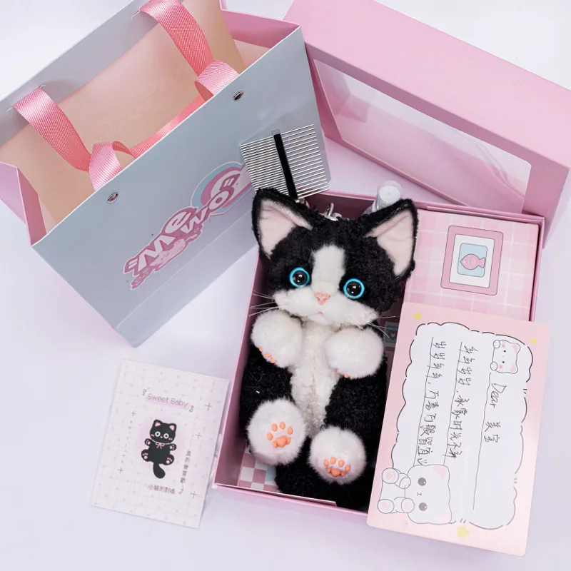 Nuevo llavero de gato Devon Rex, llavero de juguete de peluche de gatito realista, lindo bolso esponjoso, accesorio para bolso, juguete de regalo