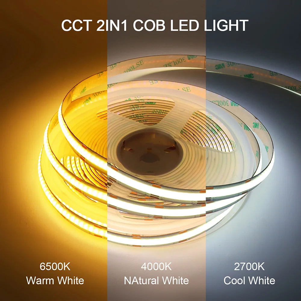 Światła pasek COB LED o wysokiej gęstości 608 diody Led/m elastyczne taśma LED ściemniania 2700K do 6500K z możliwością zmiany oświetlenia LED 12V