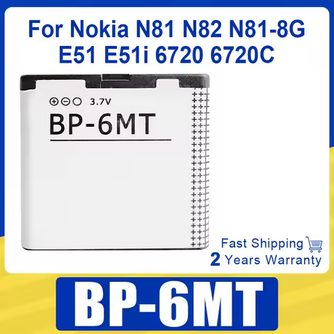 Rechargeable Battery 1050mAh BP-6MT BP6MT New Battery For Nokia N81 N82 N81-8G E51 E51i 6720 6720C BP 6MT New Batteries