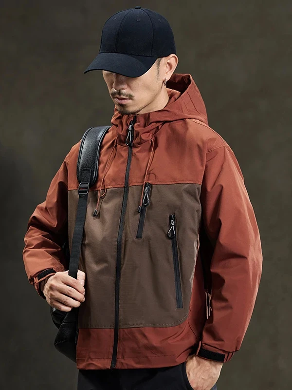 

Весенне-осенняя мужская свободная повседневная цветная блузка American Sle Jaet молодежная длинная верхняя одежда из полиэфирного волокна на молнии