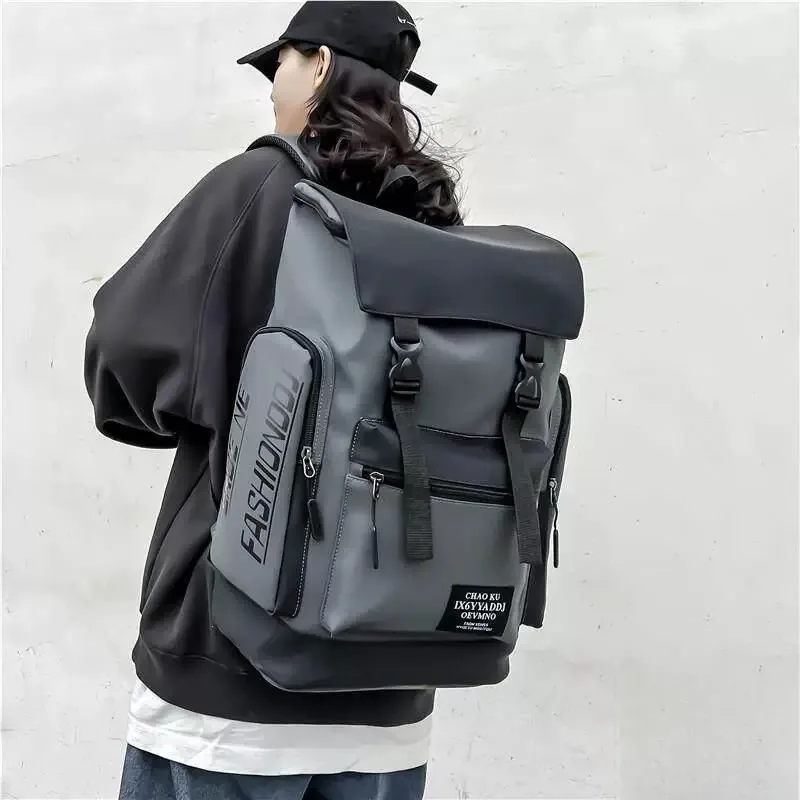 Casual Large Capacity Waterproof Men's Business Travel Backpack Anti-splash Color Block College Student Bookbag Computer Back...