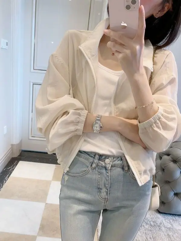 2025年夏 レディース 新作 ゆったりスタイル カジュアルファッション 軽量 通気性 日焼け防止服 ショート丈 アウター