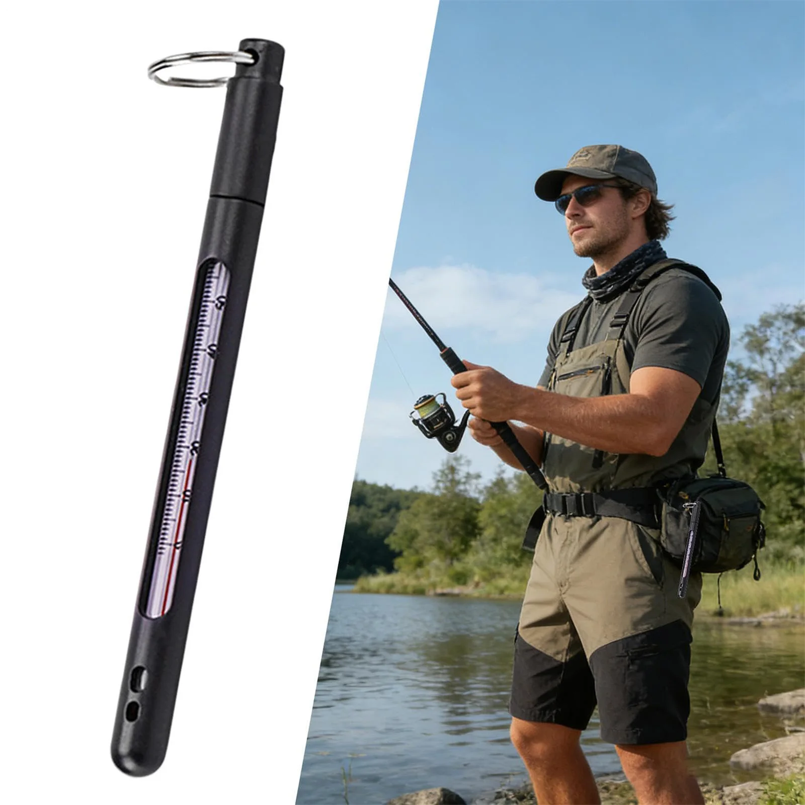 Fishing Thermometer ABS High Sensitivity Fish Tank Water Thermometer Water Temperature Gauge for Fishing Lake River Stream