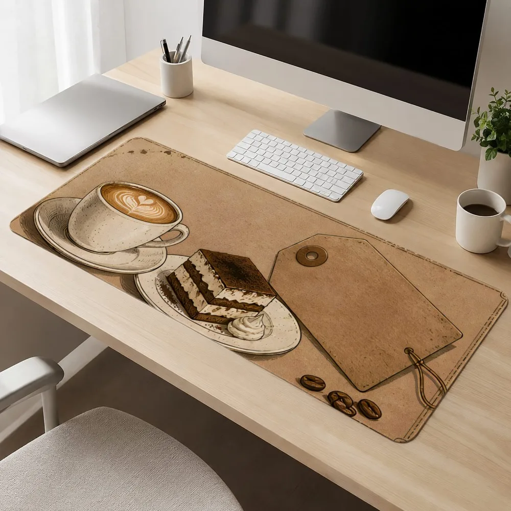Retro coffee dessert still life design, with a non-slip base, suitable for use as an accessory on desks, computer tables
