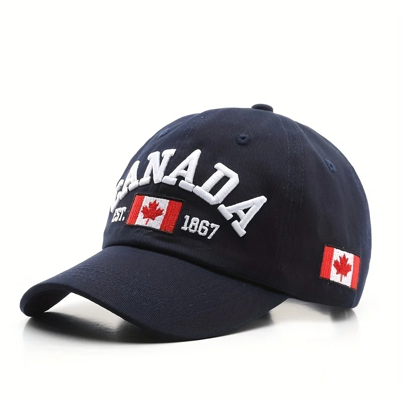 Cross-border vintage washed embroidered letter maple leaf baseball cap, soft-top sunshade adjustable baseball cap
