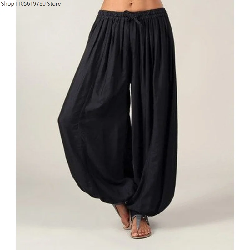 Letnie damskie spodnie typu haremki, plus size, jednolite, sportowe, luźne, w stylu hippie, do ćwiczeń, spodnie dresowe, damskie, rozmiary S-5XL