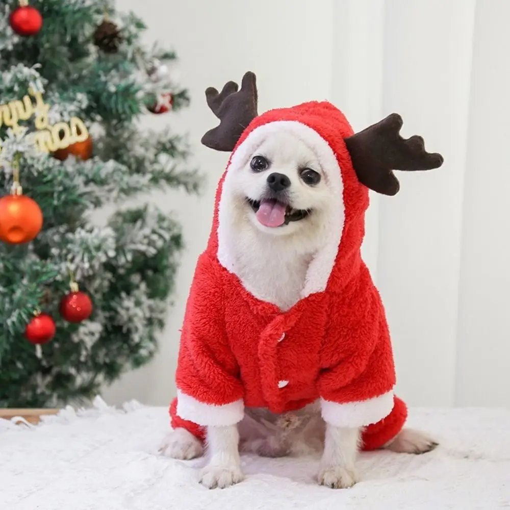 

Funny Thicken Dog Coat Hoodies Cartoon Warm Pet Cosplay Clothes Elk Comfortable Christmas Dog Costume Festival