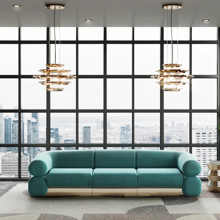 Luxury living room sofa bed velvet interior gold shell sofa cover furniture comfortable hotel sofa