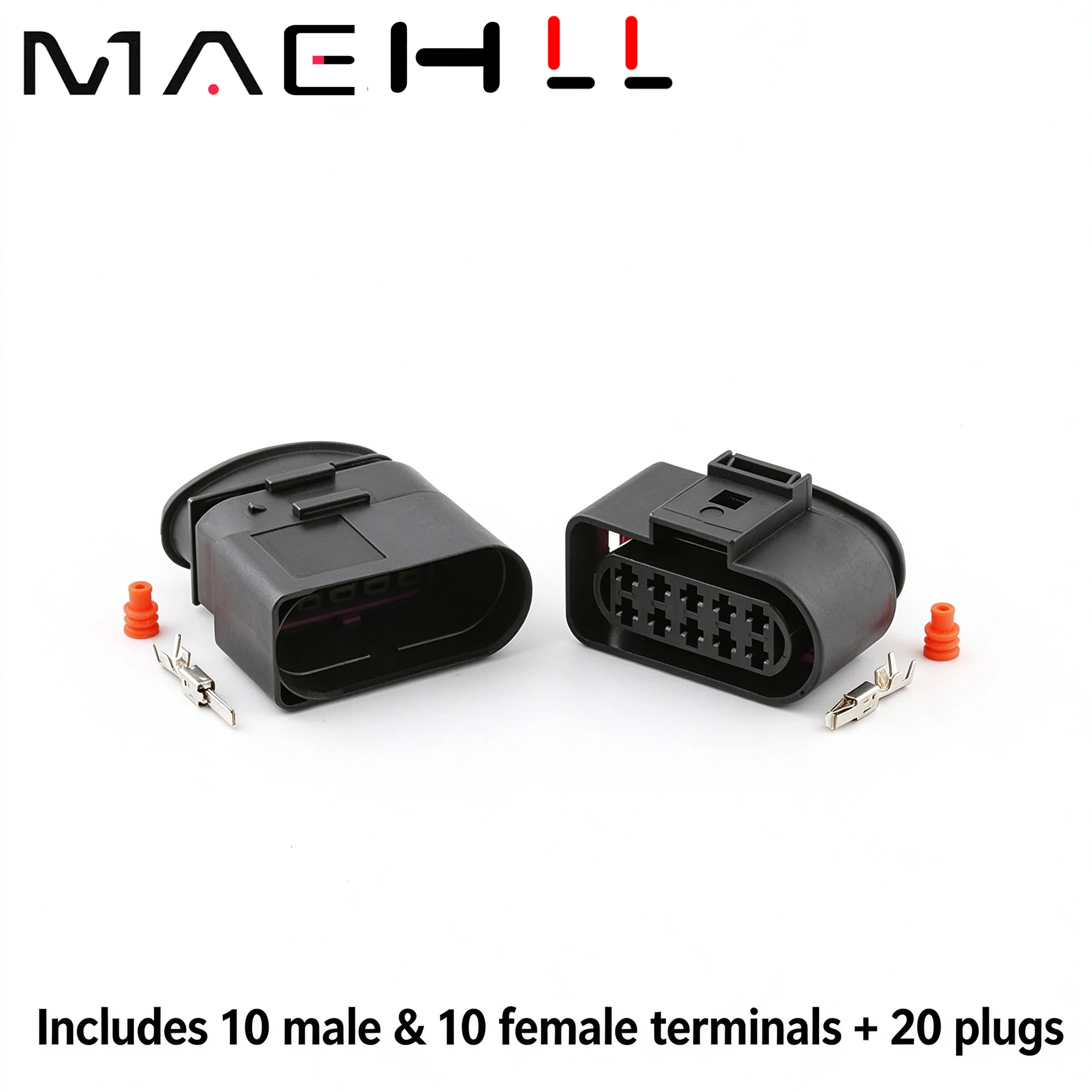 10 Pin 1J0973835 1J0973735 Temp Sensor Plug, Waterproof Deflation Valve Connector, Halogen Headlight Socket For Jetta Mk4 Passat