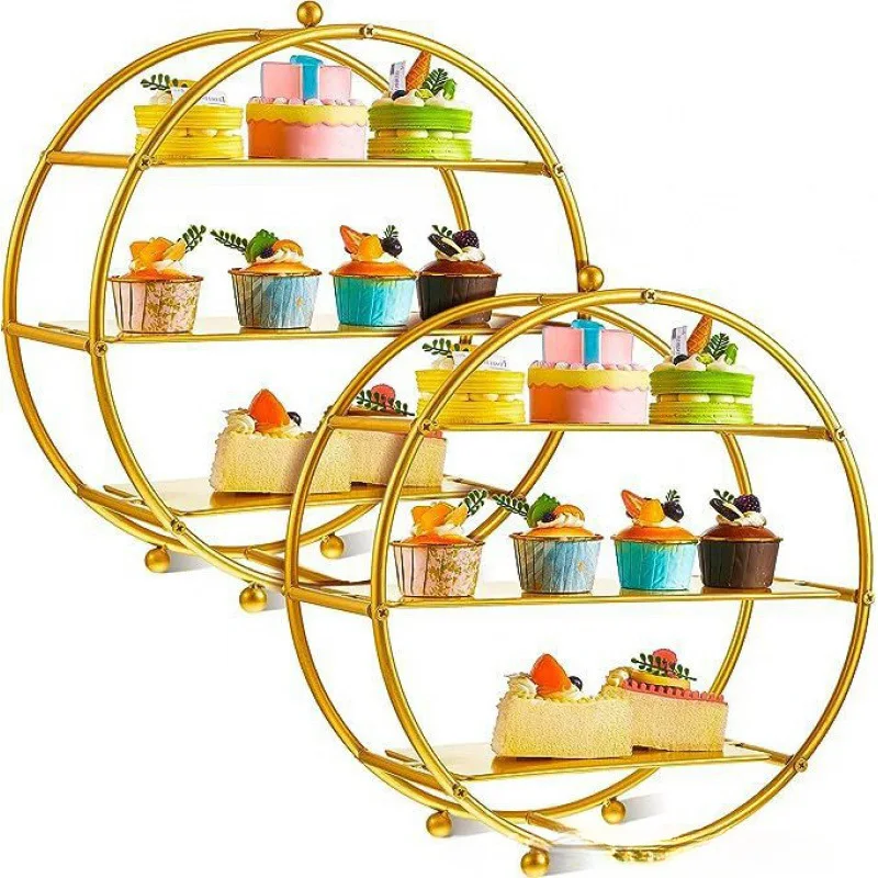 Cupcake Rack Dessert Table Display Birthday Gold Layered Cake Rack Round