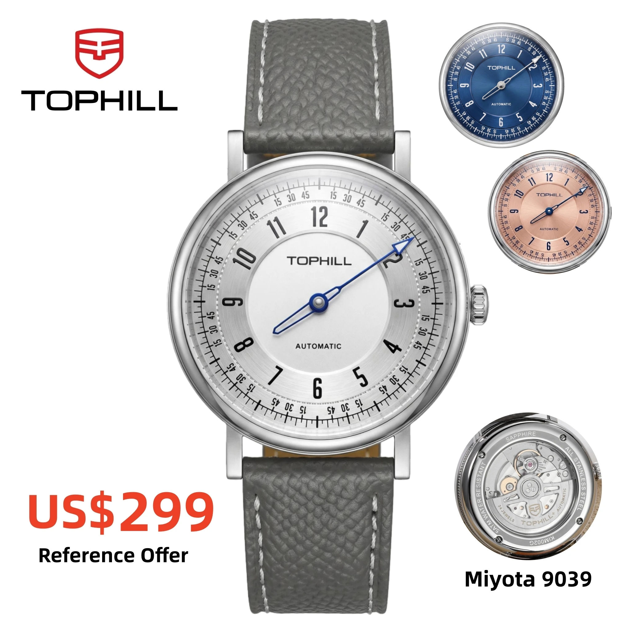 TOPHILL+ Dress Watch For Men One-Hand Dial Miyota 9039 Automatic Mechanical Movement Wristwatch Sapphire Crystal 50M KIM002G