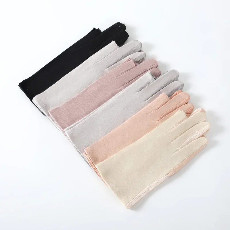 Летние анти-УФ-перчатки без пальцев, перчатки для вождения с полупальцами, шелковые перчатки с половиной пальцев, солнцезащитный крем, дышащие тонкие варежки