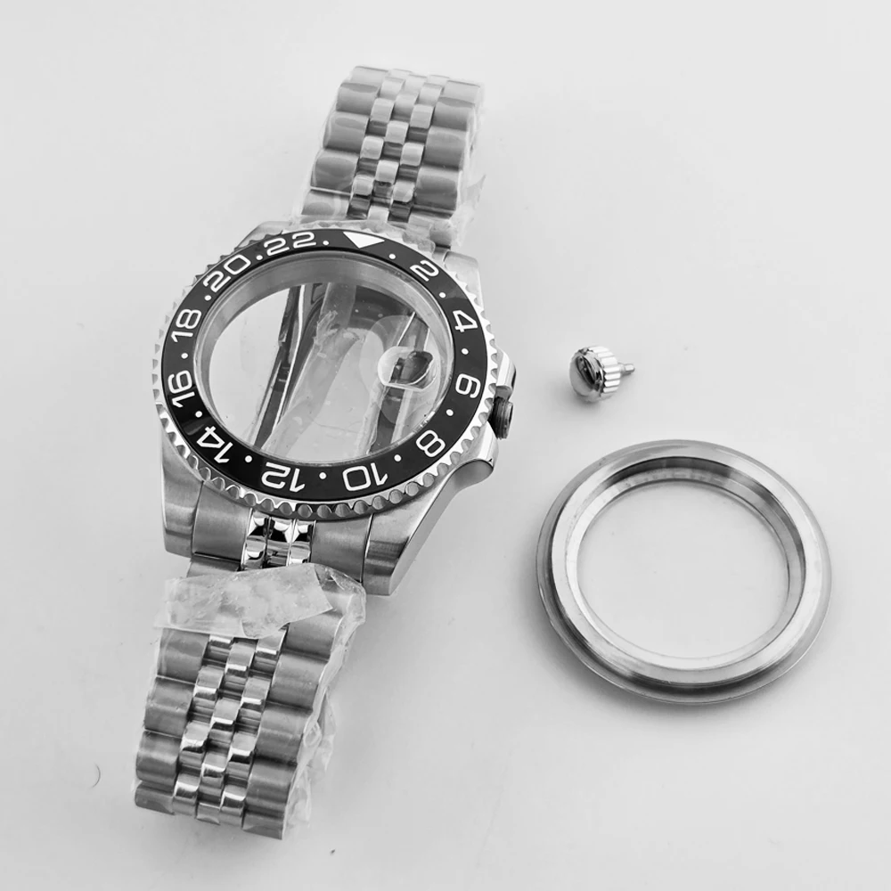 NEITON NH35 40MM SUB GMT Watch Case Solid Bracelet Glide Lock Clasp Fit NH34 NH35 NH36 NH38 Movement Stainless Steel image 4