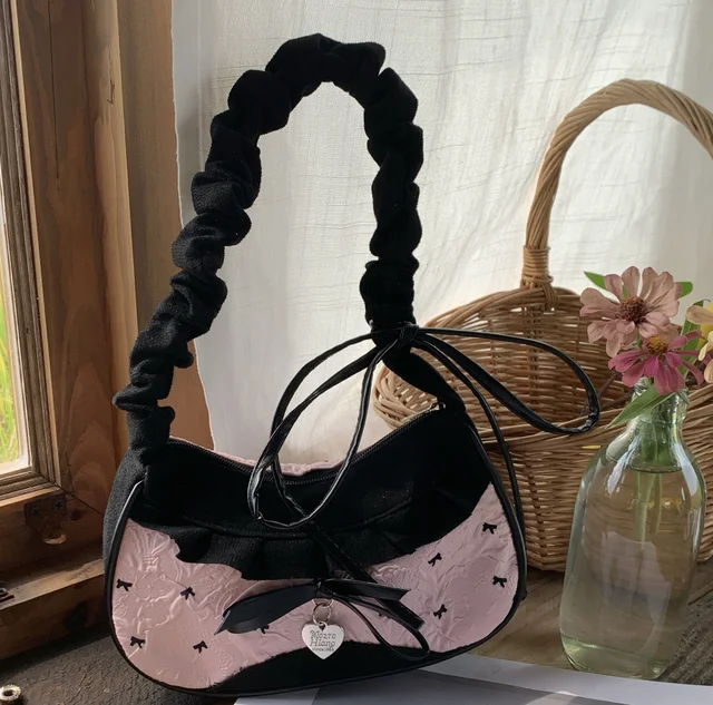 Bolsa Feminina Fashion Grid com Alça de Ombro Elástica de Renda, Bolsa de Ombro Único/Axilar para o Dia a Dia e Estudantes
