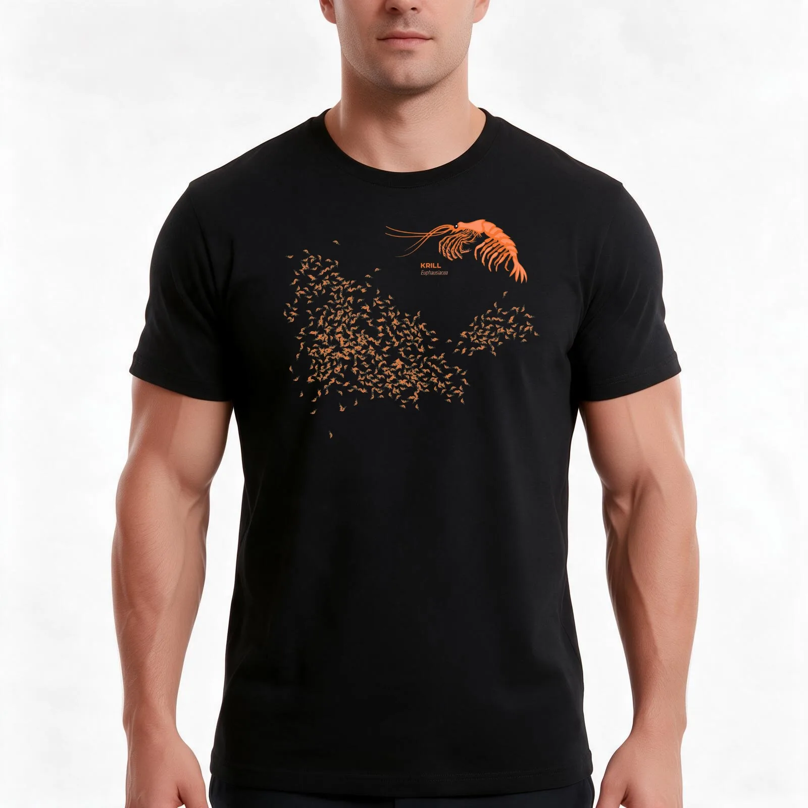 Krill Close-up T-Shirt, Summer Casual Cotton Tee, Oversized Streetwear Tops, Vintage Graphic Print, Loose Fit Short Sleeve