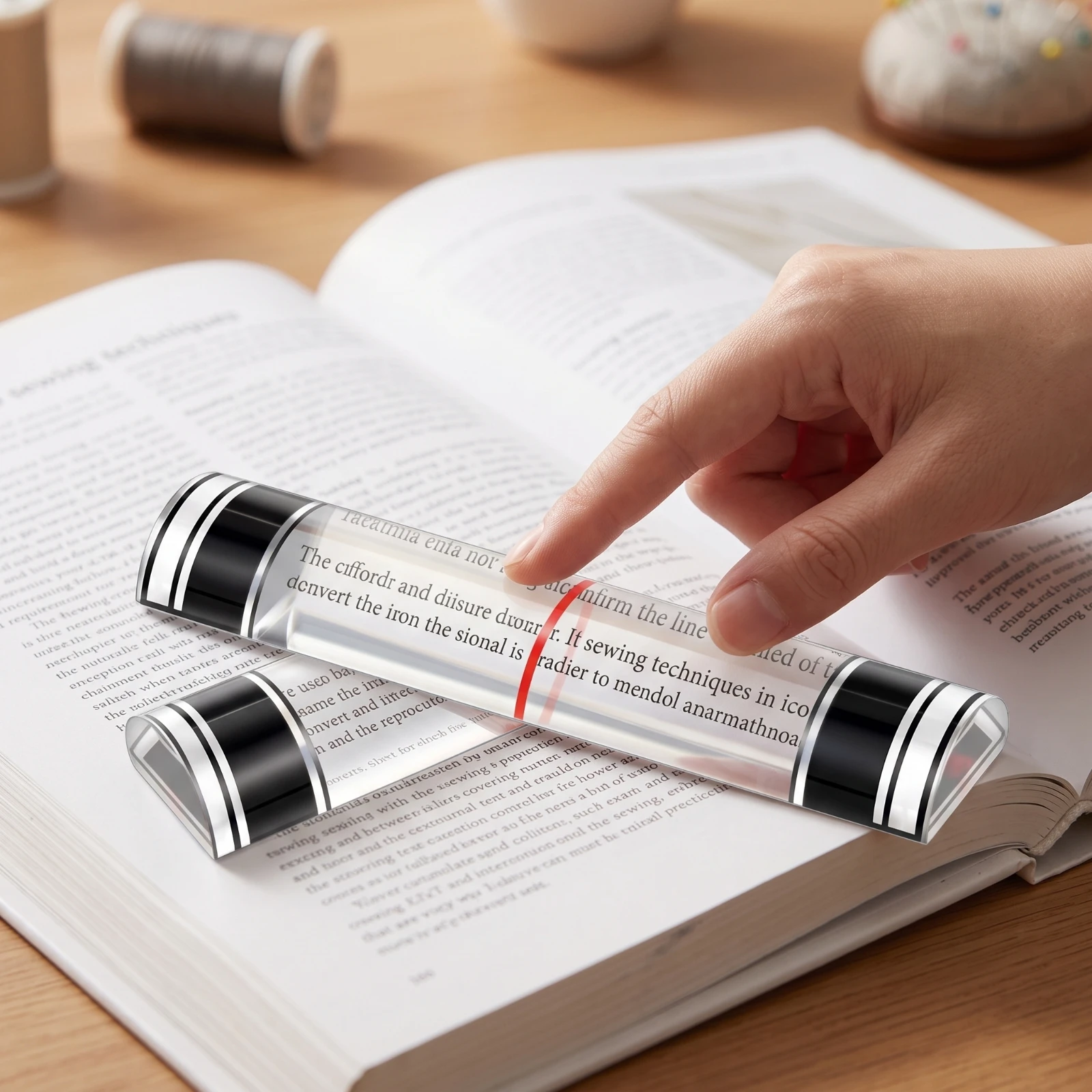 Magnifying Bar with Guide Line Lightweight Acrylic Bar Magnifier Ruler Magnifier Portable Handheld for Seniors, Reading Books